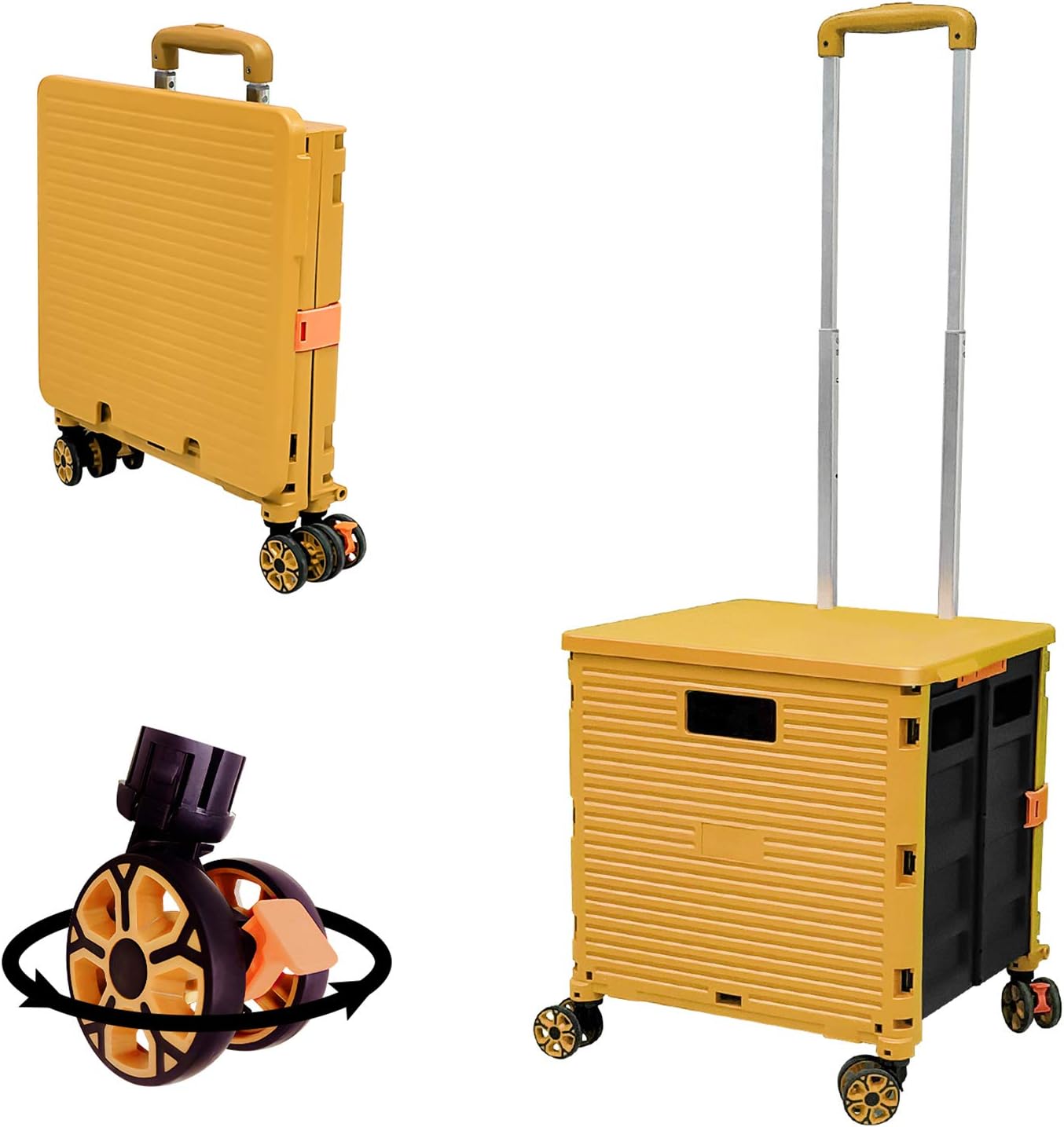 FELICON Foldable Utility Cart with 4 Rotate Wheels for Travel