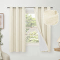 Linen Blackout Curtains for Narrow Window 2 Panels Cream - 100% Dark