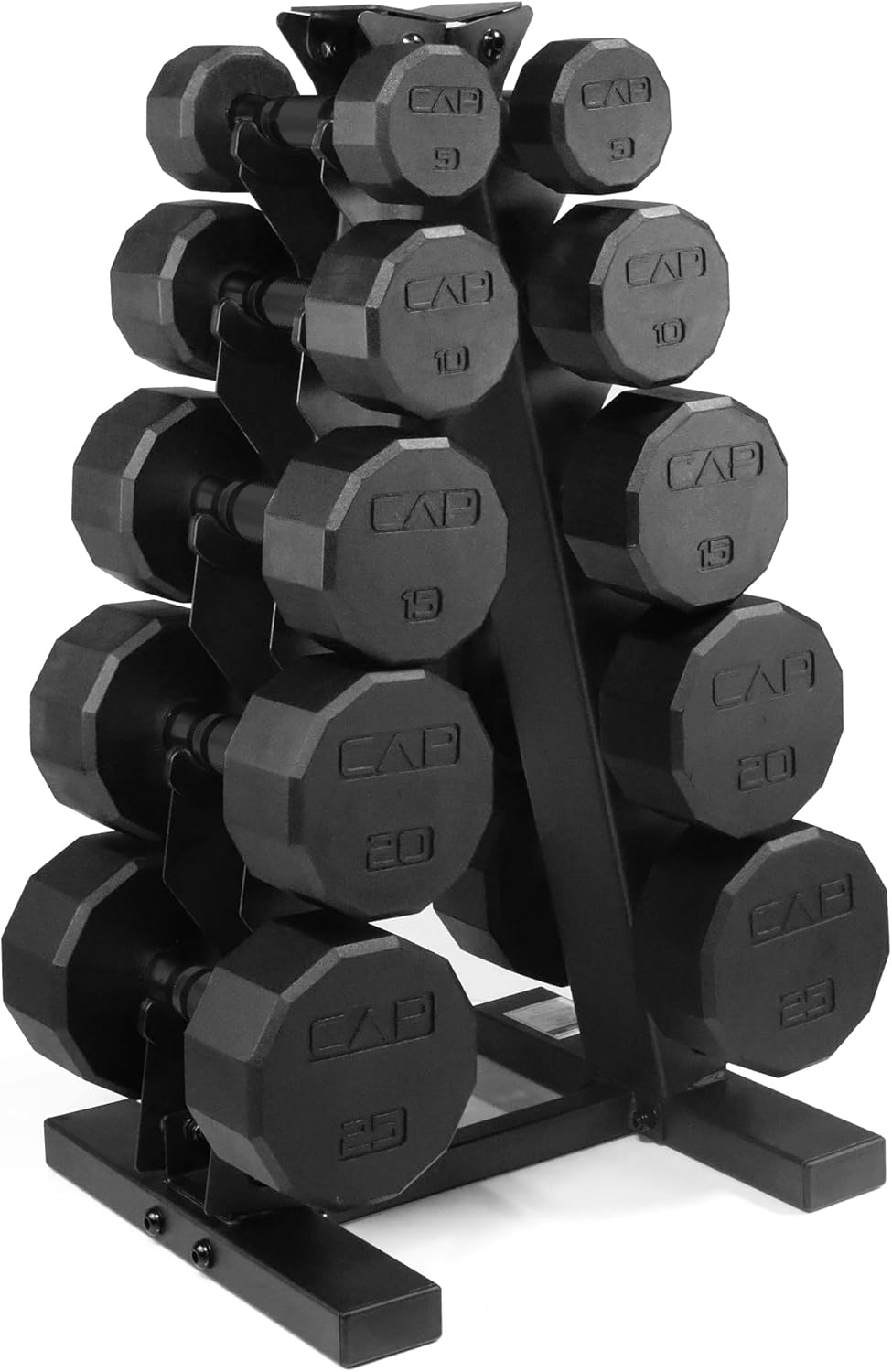 CAP Barbell Rubber Coated Dumbbell Weight Set with Rack Options
