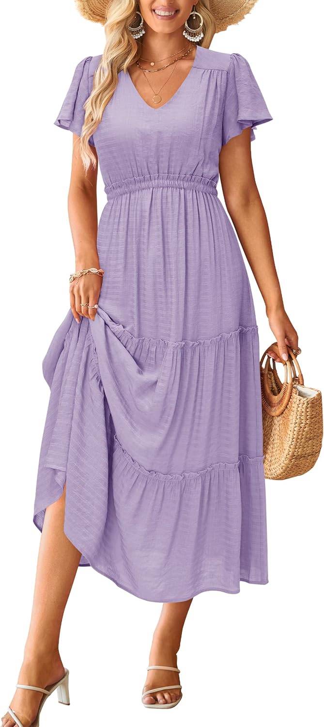 VOTEPRETTY Women's Summer Boho Maxi Dress for Beach Weddings