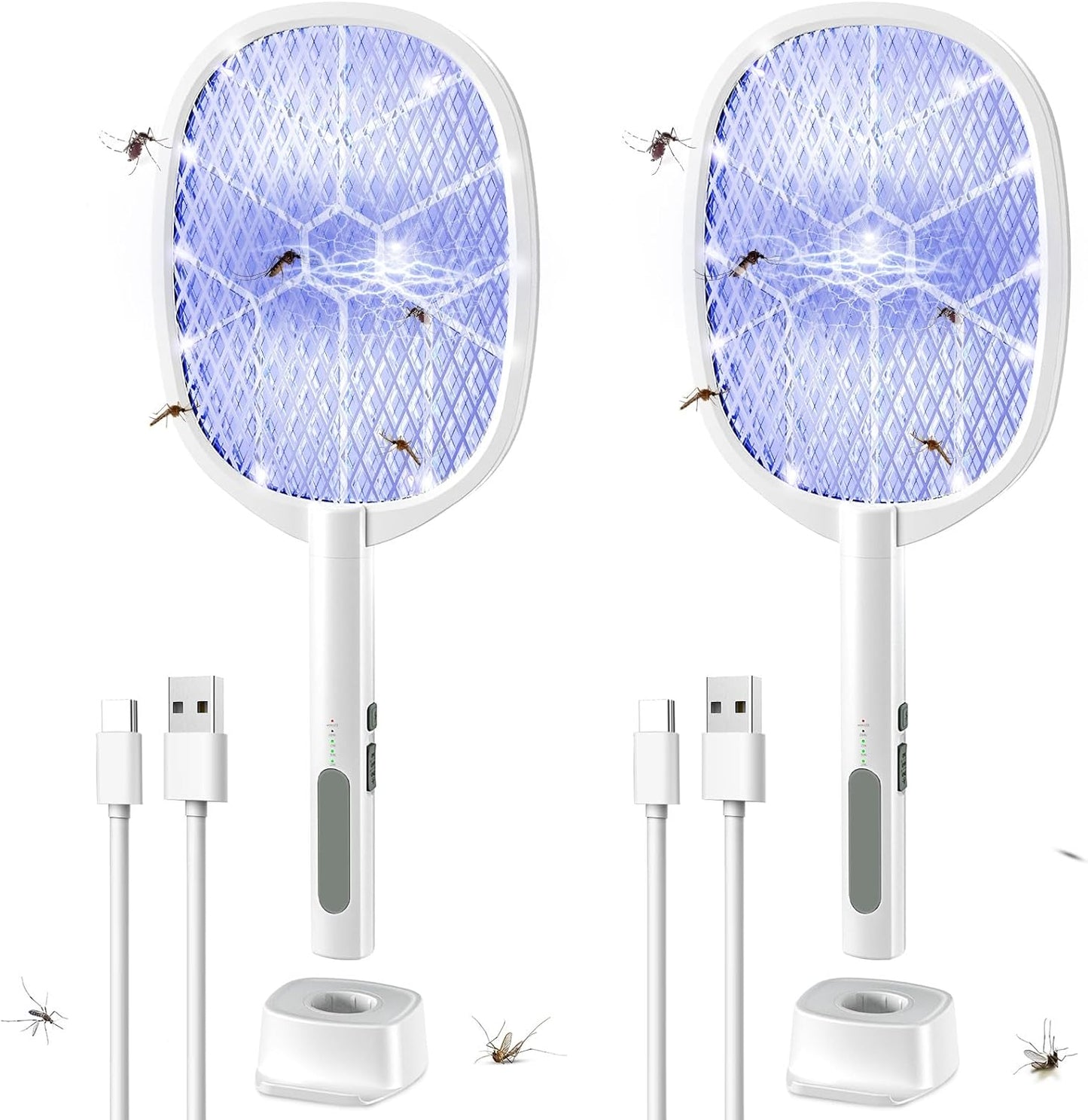 2PACK Electric Fly Swatter with 4000V Bug Zapper Racket