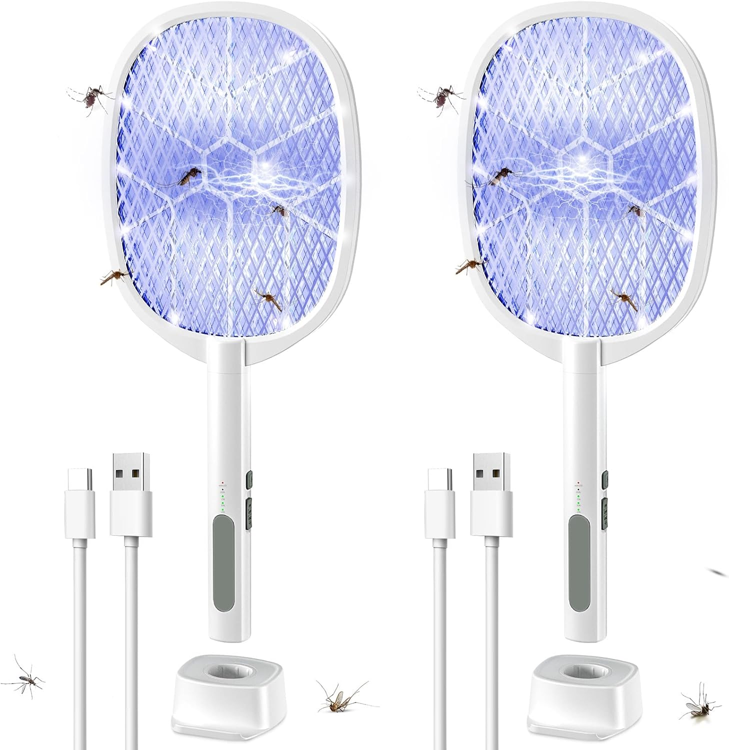 2PACK Electric Fly Swatter with 4000V Bug Zapper Racket