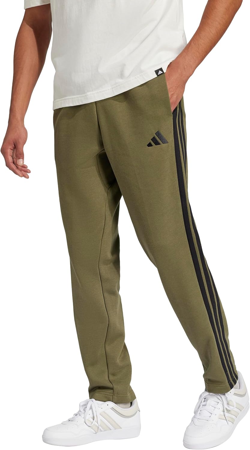 Adidas Mens Essentials 3-Stripes Fleece Open Hem Pants Review