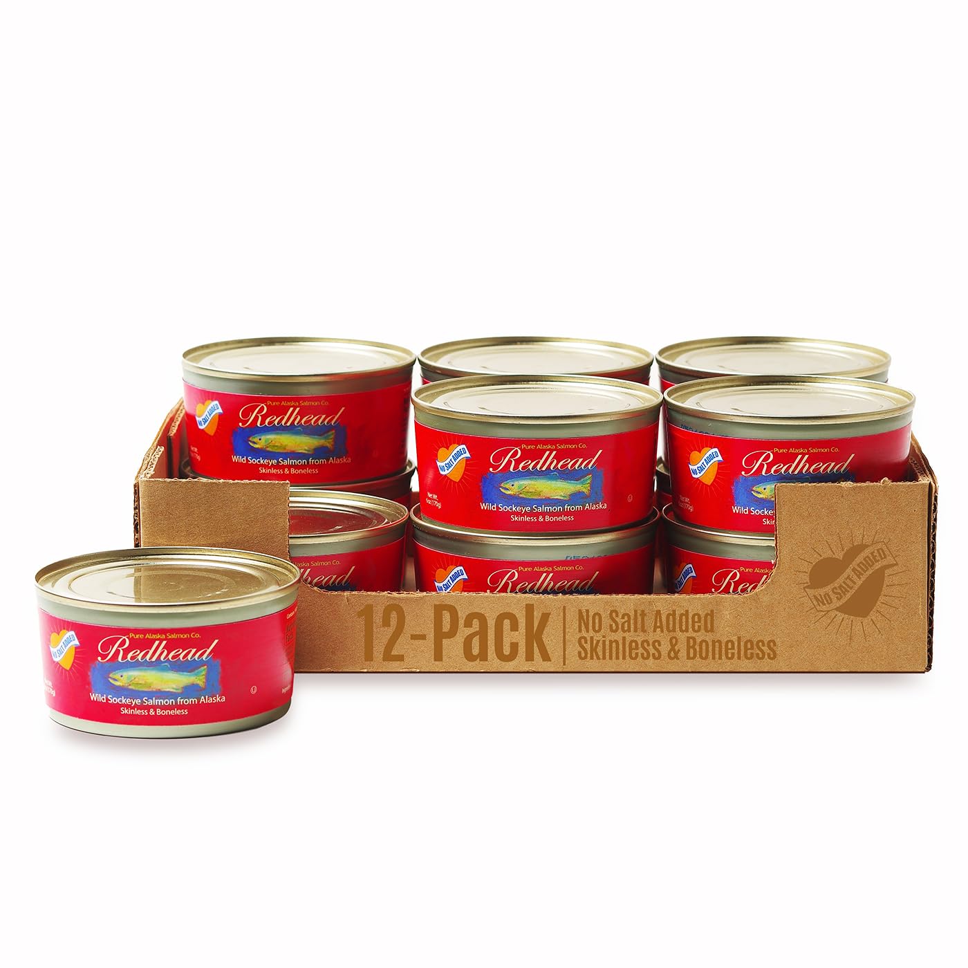 Wild Alaska Sockeye Salmon, Skinless & Boneless, 12-pack Cans