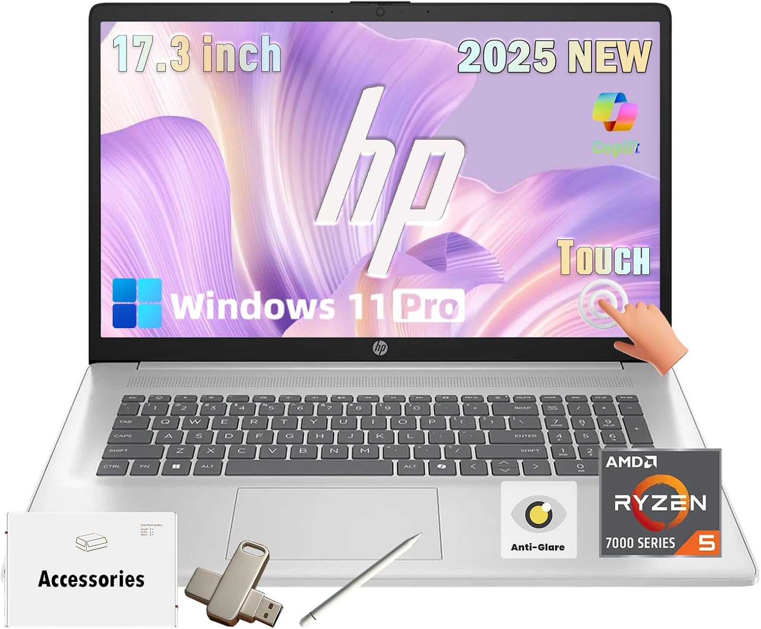 HP 17 Inch Touchscreen Laptop with AMD Ryzen 5 and 32GB RAM