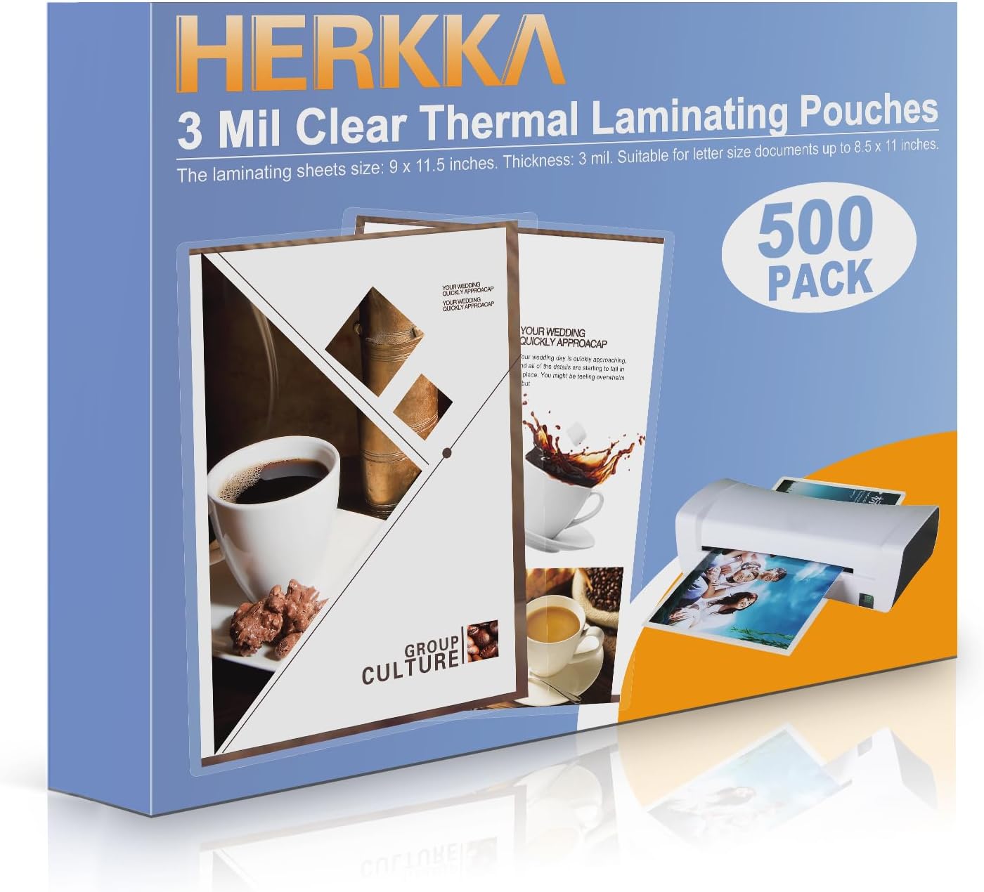 HERKKA 500 Pack 3 Mil Clear Laminating Sheets