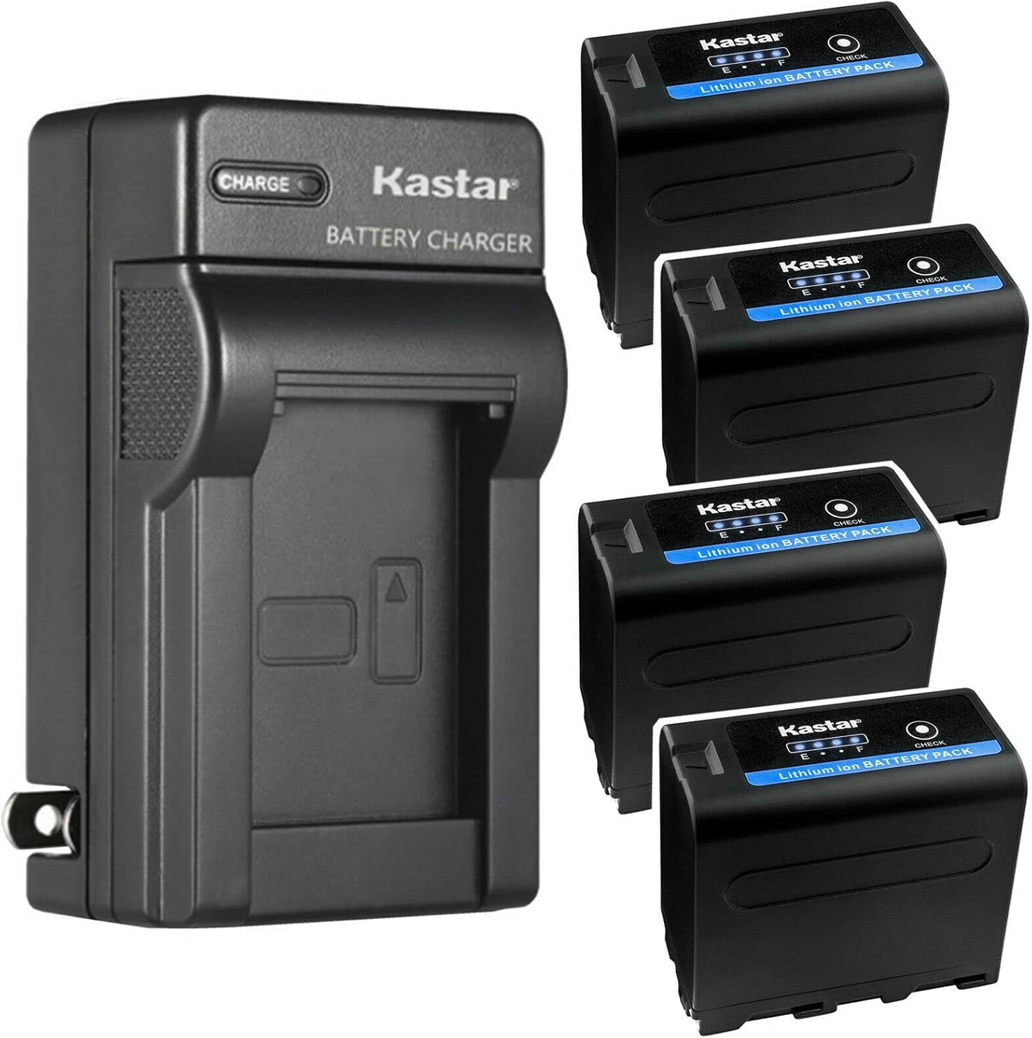 Kastar 4-Pack NP-F970PRO Battery and Charger for CCD Cameras