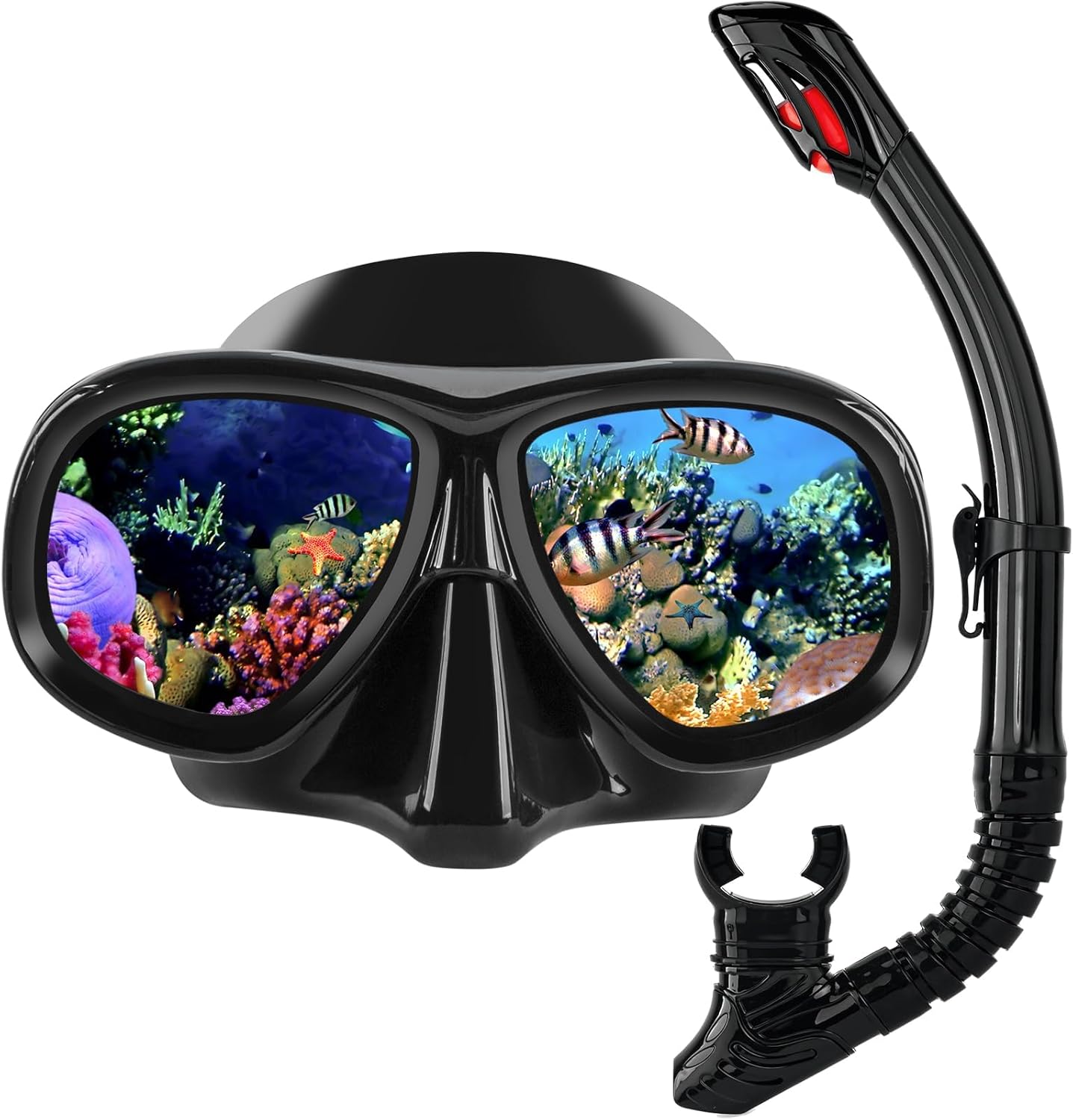 Dry Top Silicone Snorkel Set - Clear Vision, Anti-Fog