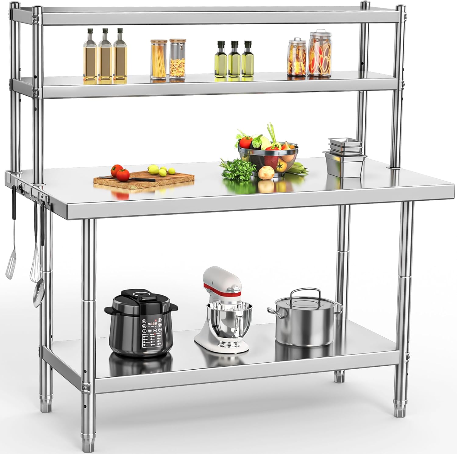 YITAHOME NSF Stainless Steel Table with Overshelves for Versatility