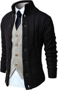 NITAGUT Mens Long Sleeve Stand Collar Cardigan Sweater - Smart Casual