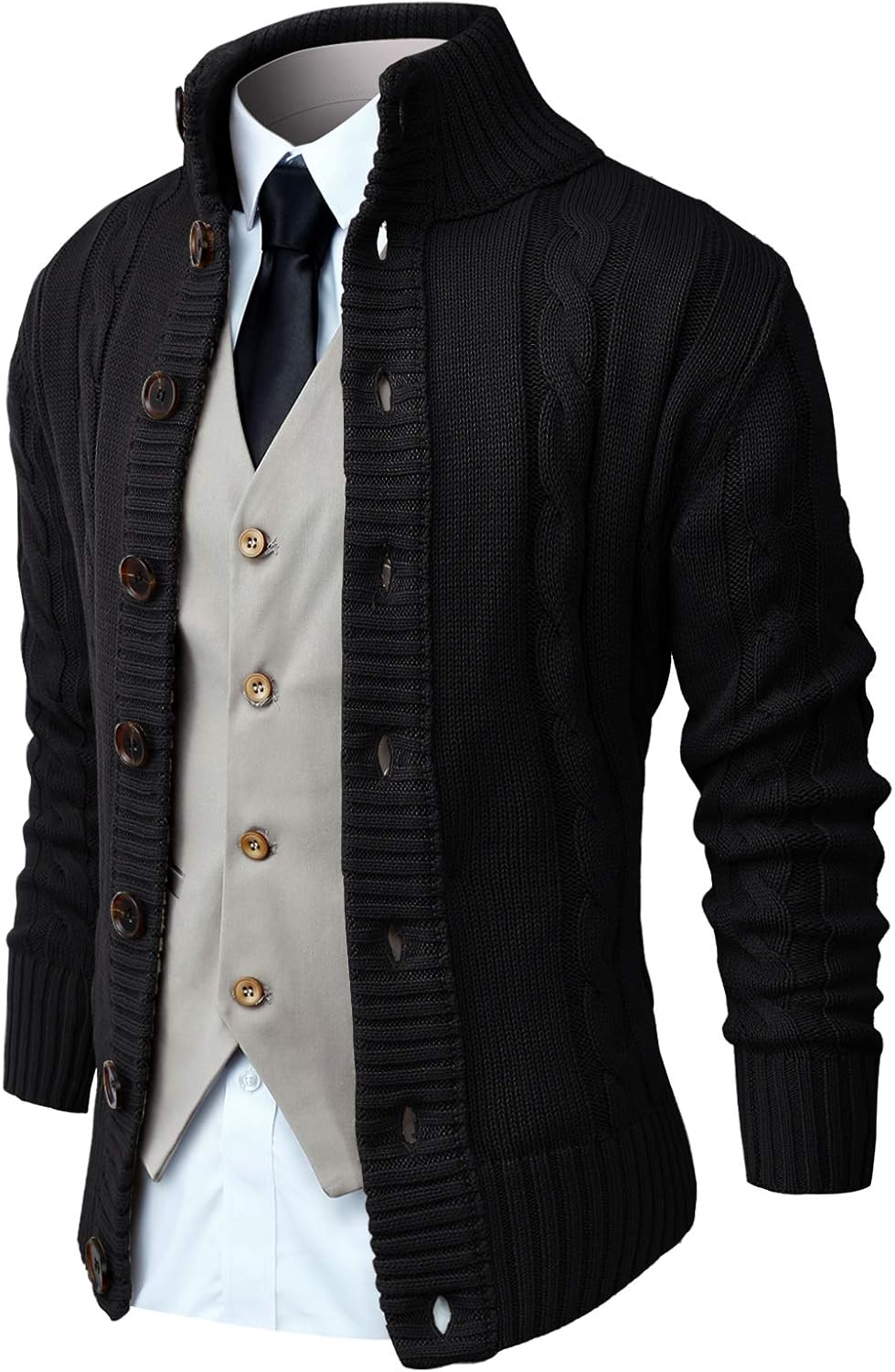 NITAGUT Mens Long Sleeve Cardigan Sweater for Stylish Comfort