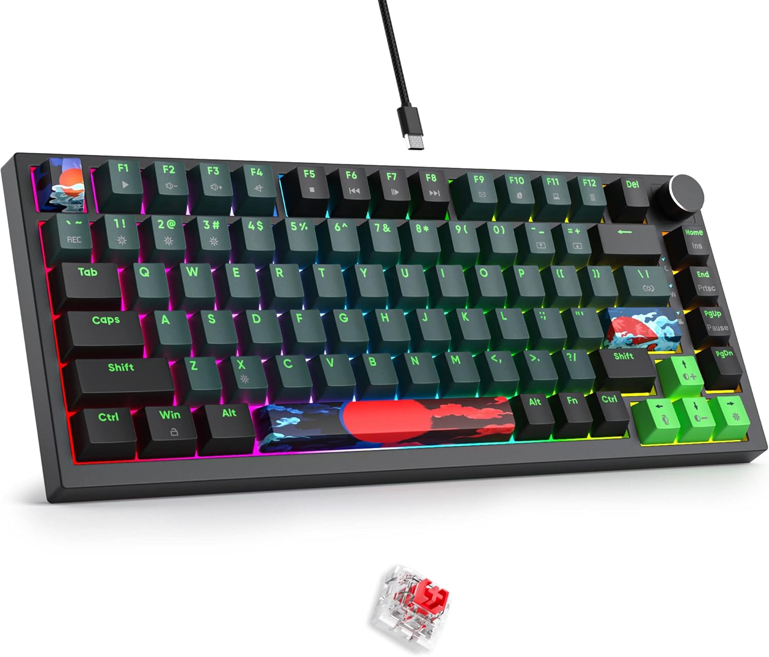 Fogruaden 75% Mechanical Keyboard - Hot Swappable Red Switch