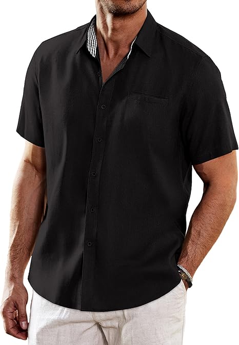COOFANDY Men's Casual Linen Shirts for Summer Beach Style