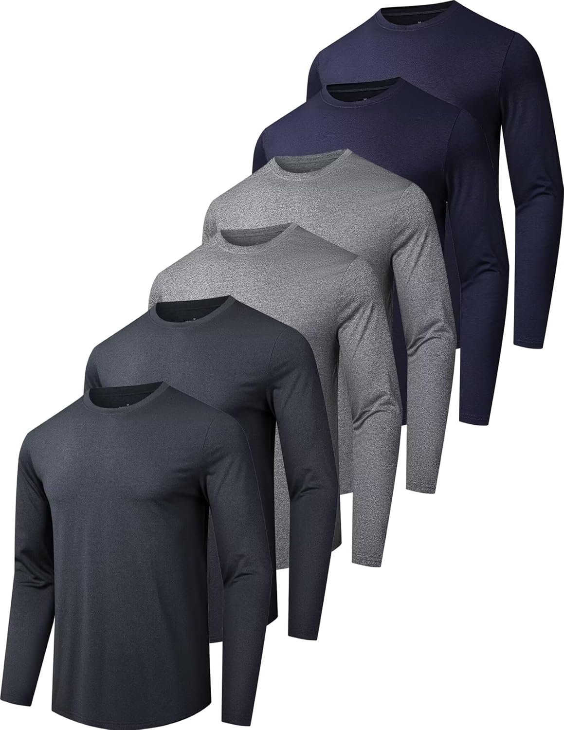 6 Pack Men's Quick Dry Long Sleeve Shirts for Outdoor Activities