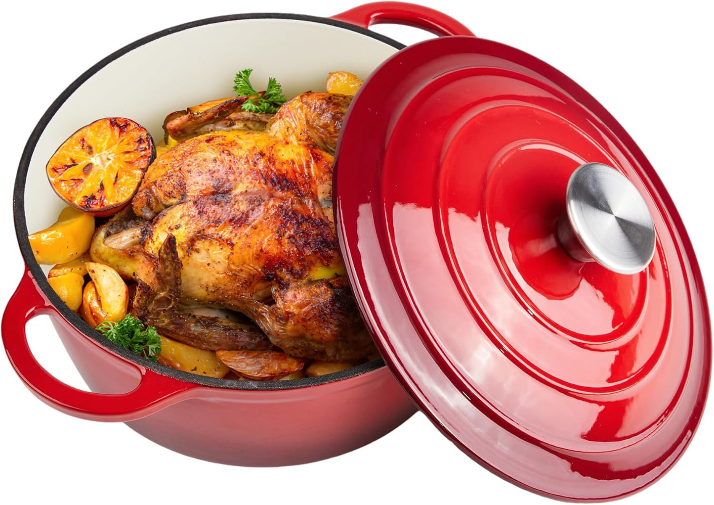 6 Quart Enameled Cast Iron Dutch Oven for Versatile Cooking