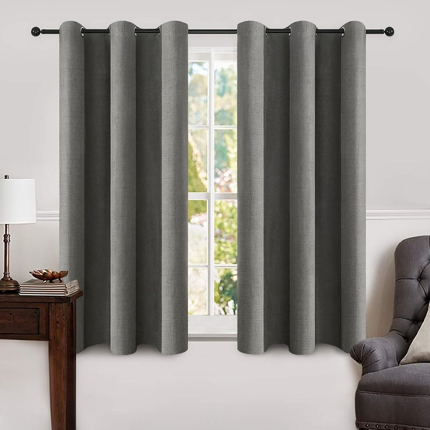 MIULEE Linen Blackout Curtains for Complete Room Darkening