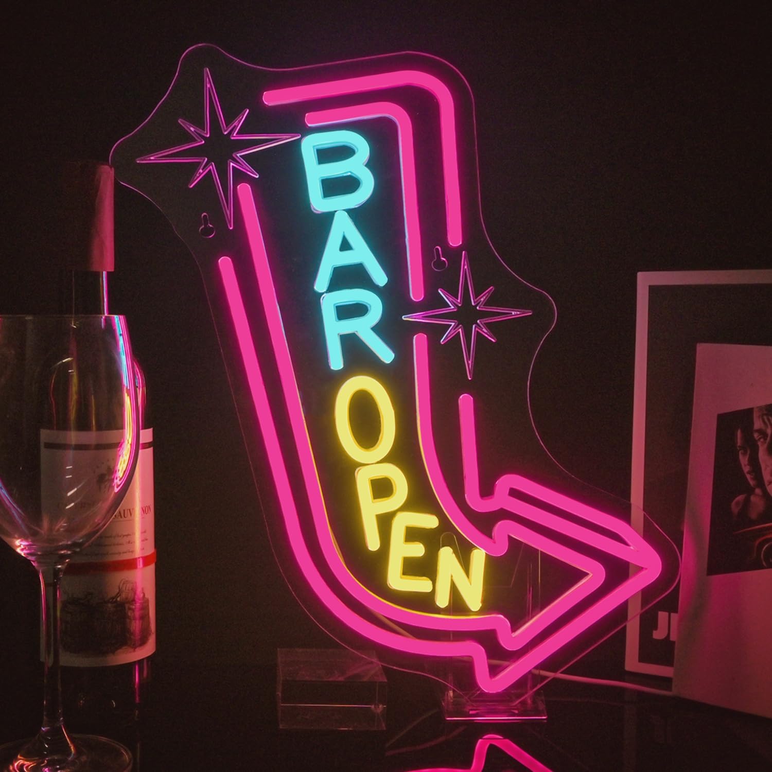 Colorful LED Bar Open Neon Sign for Wall Decor and More