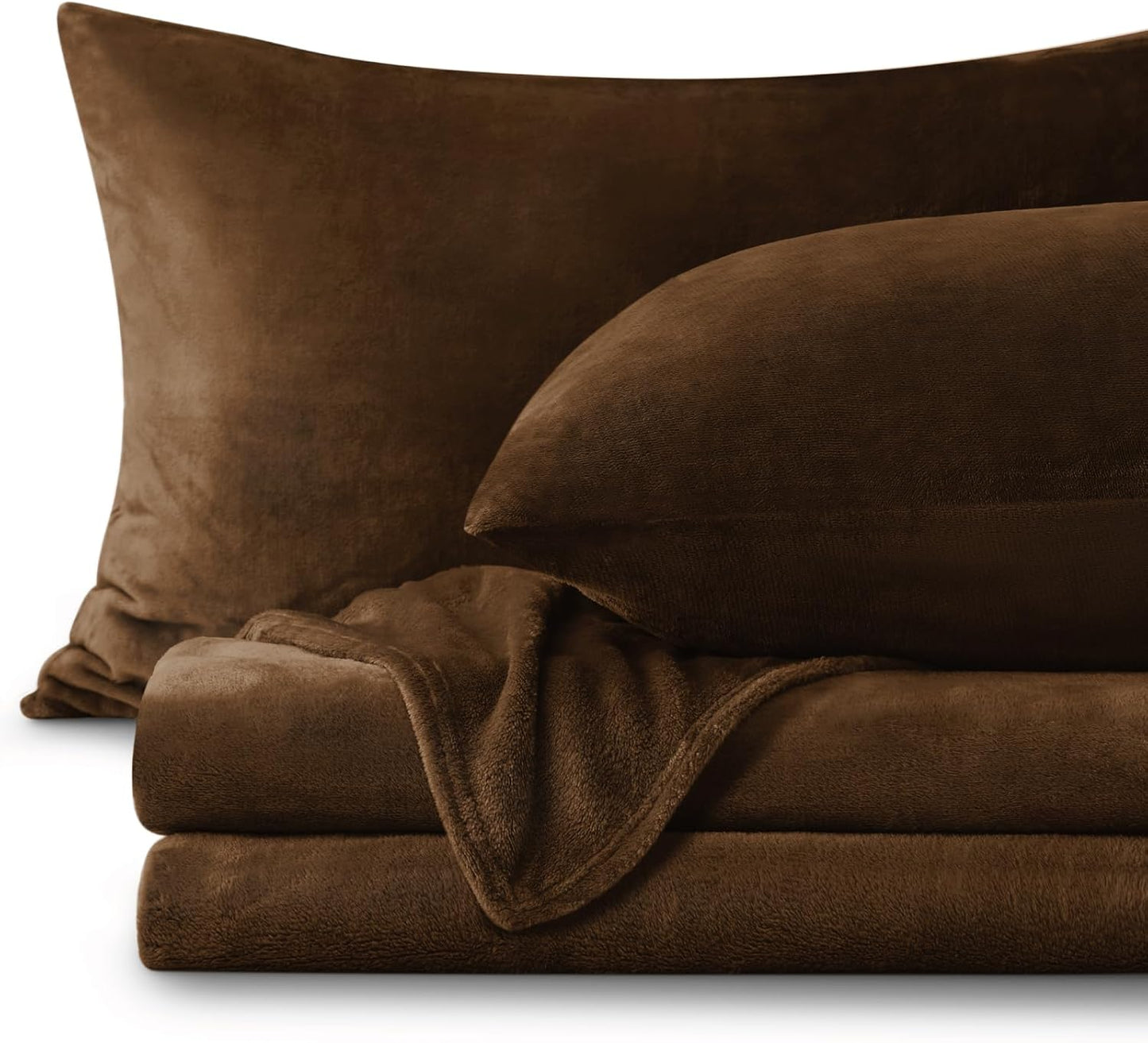 BEDELITE Flannel Sheets Twin Size Brown - Super Soft Fleece Set