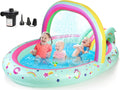 Rainbow Unicorn Inflatable Kiddie Pool with Slide and Sprinkler - Fun