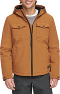 Soft Shell Two Pocket Hooded Trucker Jacket for Men - Sherpa Lined