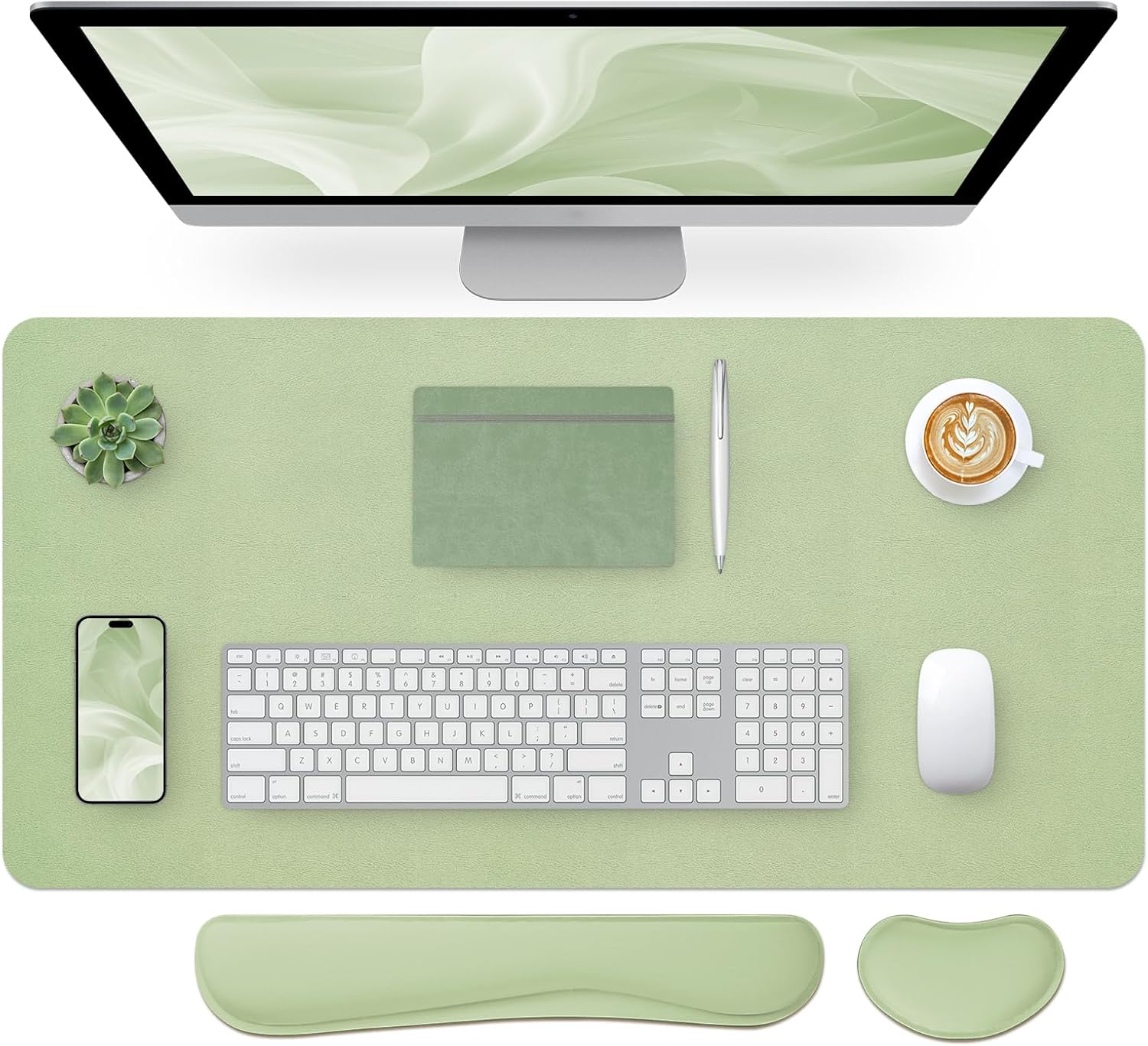 Green Bloss Leather Desk Mat Set - Ultimate Workspace Comfort