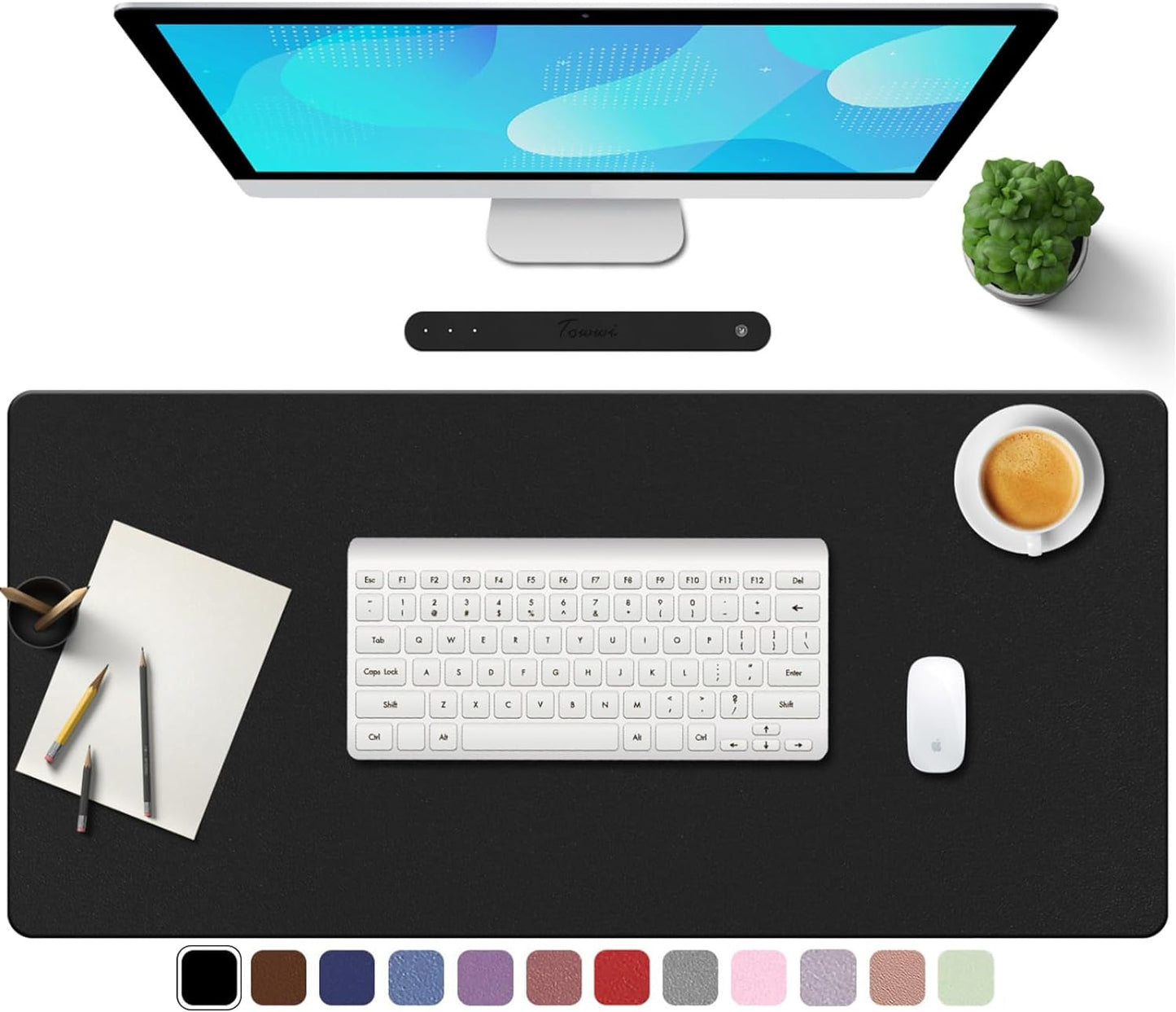 Waterproof Desk Writing Mat - Towwi Black 32x16