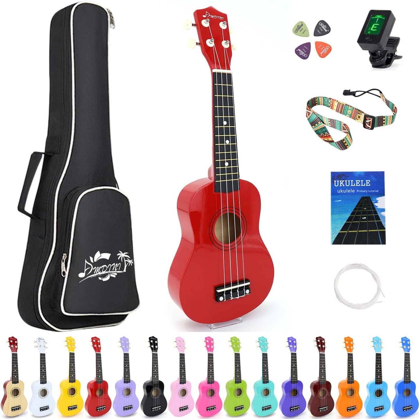 21 Inch Ukulele for Beginners - Amdini Soprano Kit for All Ages