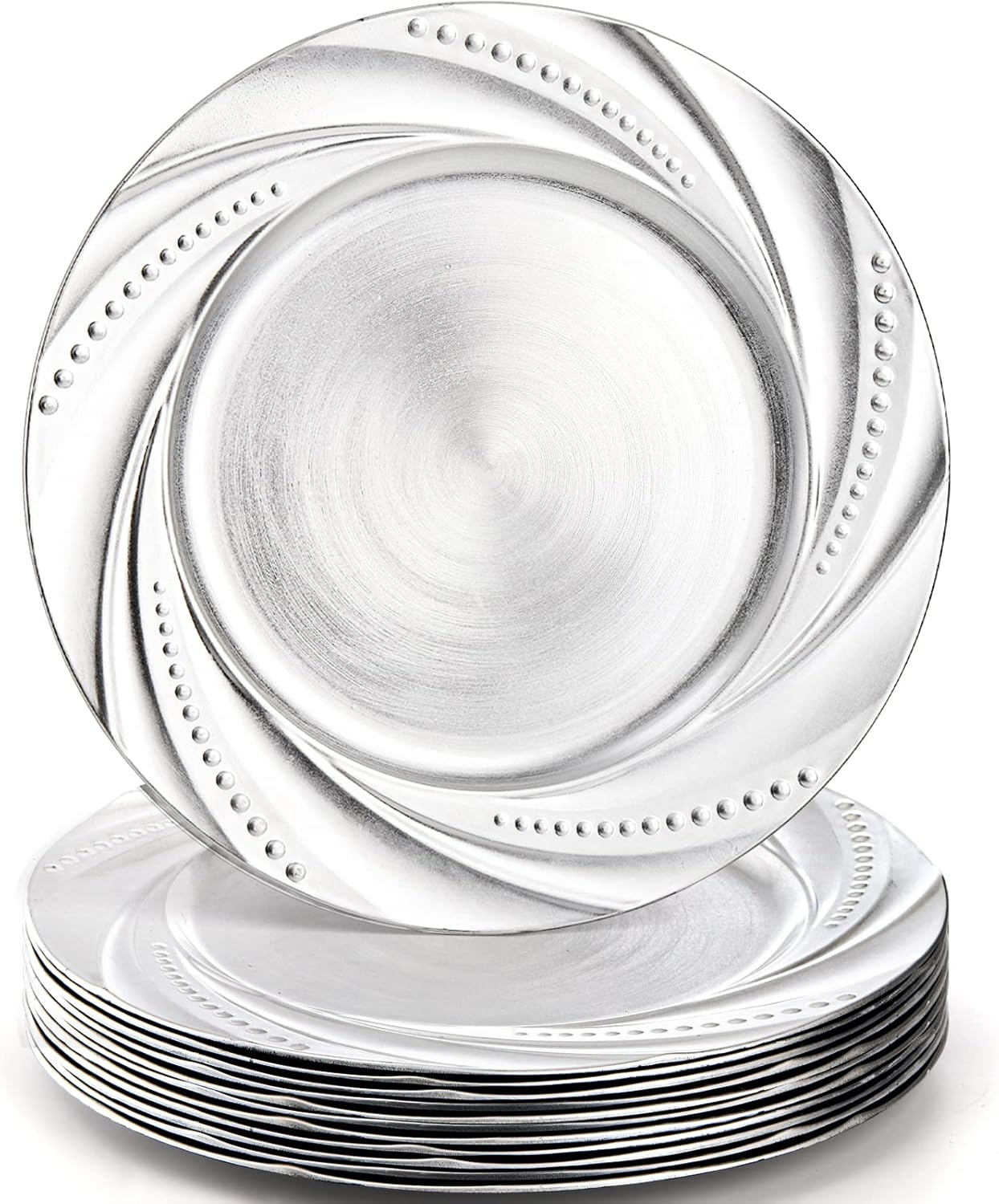 ZENFUN 12 Pack 13 Silver Charger Plates - Elegant Table Decor!