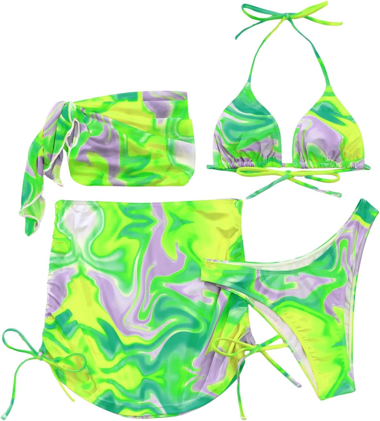 COZYEASE Women's 4 Piece Swimsuits Sexy Bikini Sets for Summer