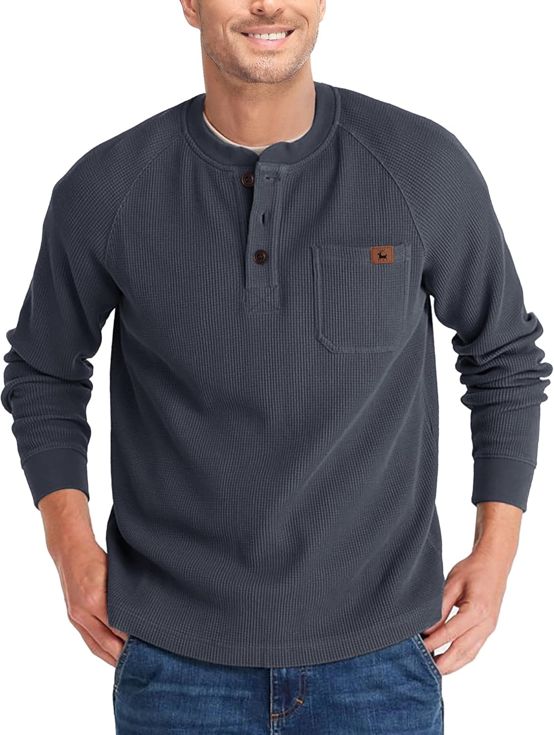 ZITY Long Sleeve Henley Shirts for Men Casual Waffle Thermal
