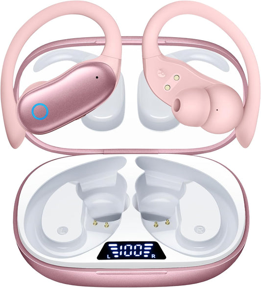 Wireless Earbuds 96hrs Playback, IPX7 Waterproof, Rose Pink