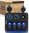 Nilight 4 Gang Rocker Switch Panel with PD Type C USB and Voltmeter