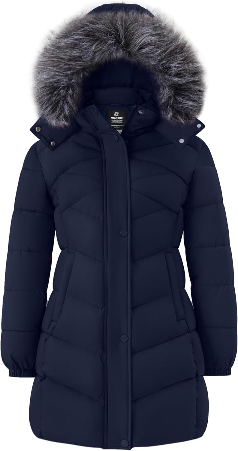 Wantdo Women's Long Winter Coat Waterproof Quilted Puffer Jacket