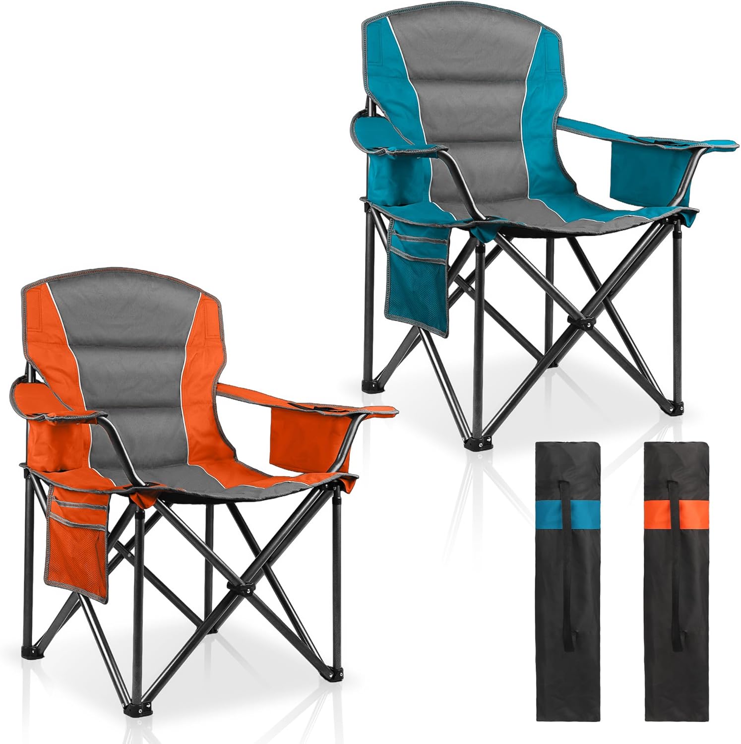 Padded Oversized Camping Chairs for Adults, Heavy Duty Support