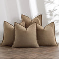 Khaki Linen Pillow Covers Pack of 4 - Soft Natural Throw Pillow Covers