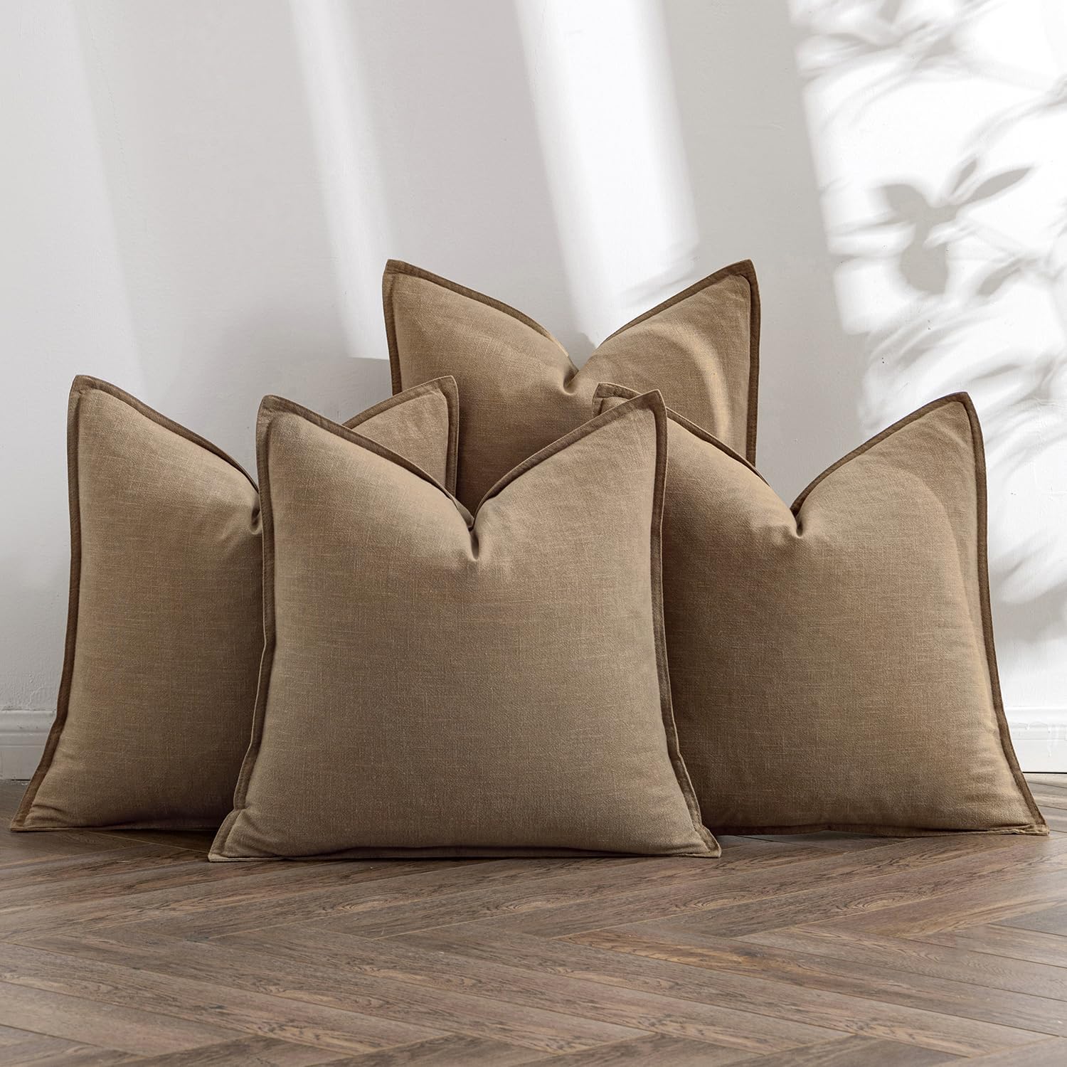 MIULEE Khaki Linen Pillow Covers for Chic Home Decor Style