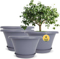 Quarut 12 Inch Large Planter Pot 4 Pack - Modern Indoor Outdoor Set