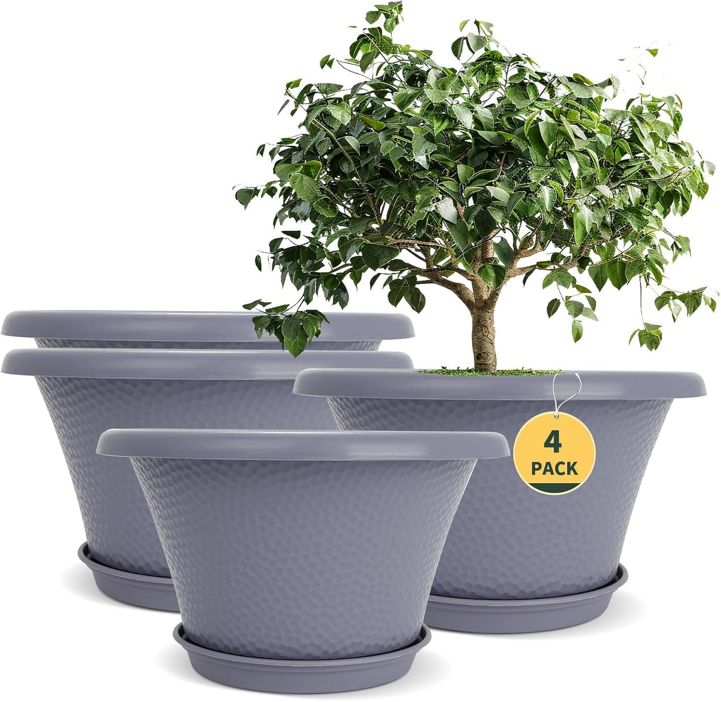 Quarut 12 Inch Large Planter Pot Set for Indoor Outdoor Use
