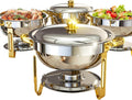 Chafing Dishes for Buffet 4 Pack 6QT - Elegant Gold and Silver Food