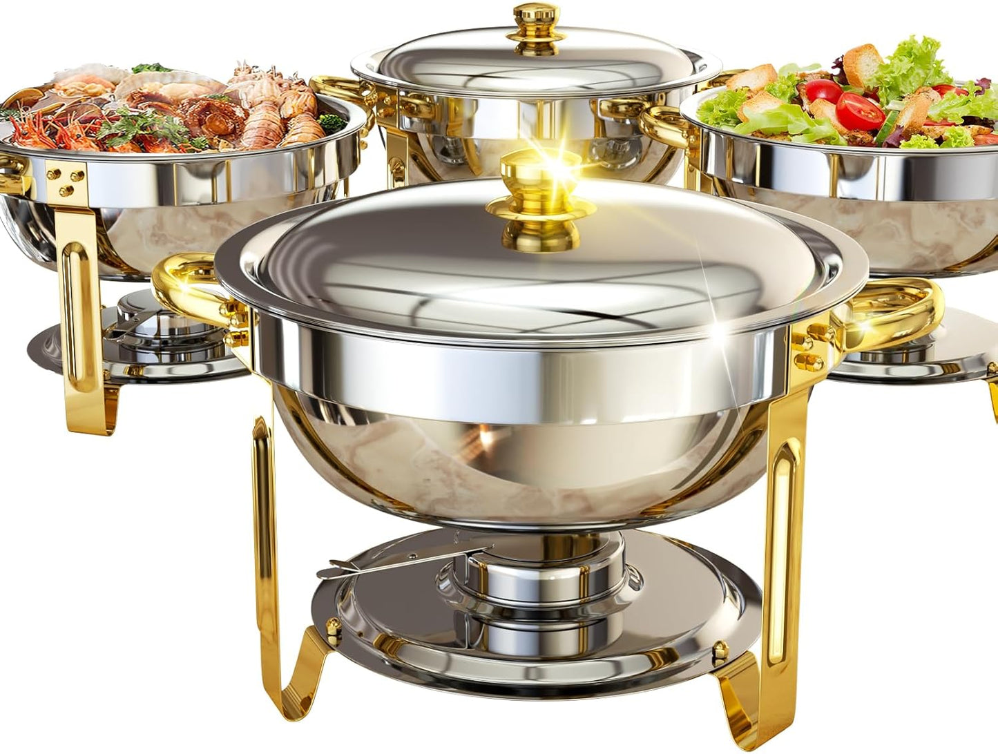 Elegant Chafing Dishes for Buffet 4 Pack, 6QT Food Warmers