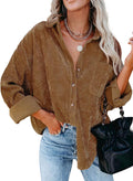 Dokotoo Womens Corduroy Button Down Shirt - Oversized Comfort Bust