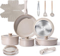 Ceramic Nonstick Pots and Pans Set 19 Piece - Space Saving Cookware