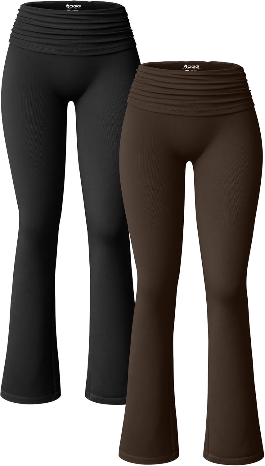 OQQ Women's 2 Piece Flared Pants for Casual Daily Wear