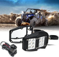 UTV Offroad LED Spot Light Side Rear View Mirrors for 1.75-2 in Roll