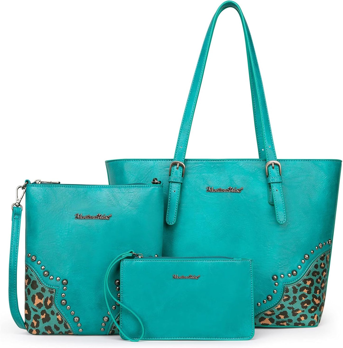 Montana West Purses for Women Tote Bag 3Pcs Set Leopard Print