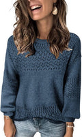 FEKOAFE Womens V Neck Hollow Knit Pullover Sweater - Soft (Style 6R6H)