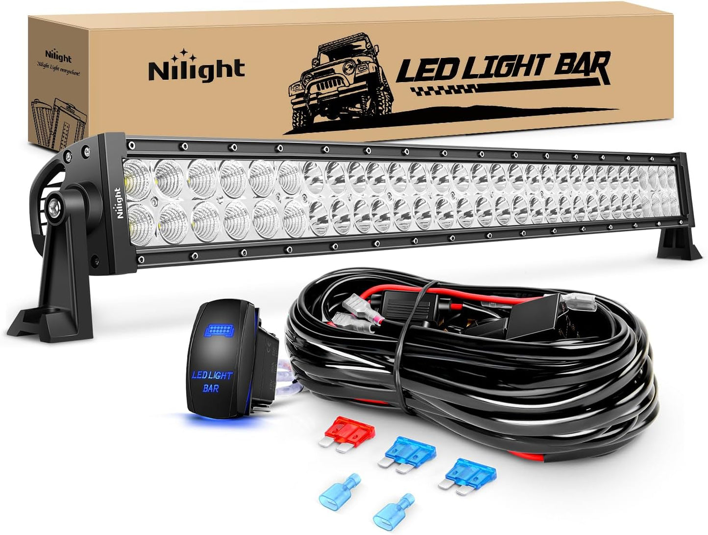 Nilight 32Inch 180W LED Light Bar for Off Road Vehicles