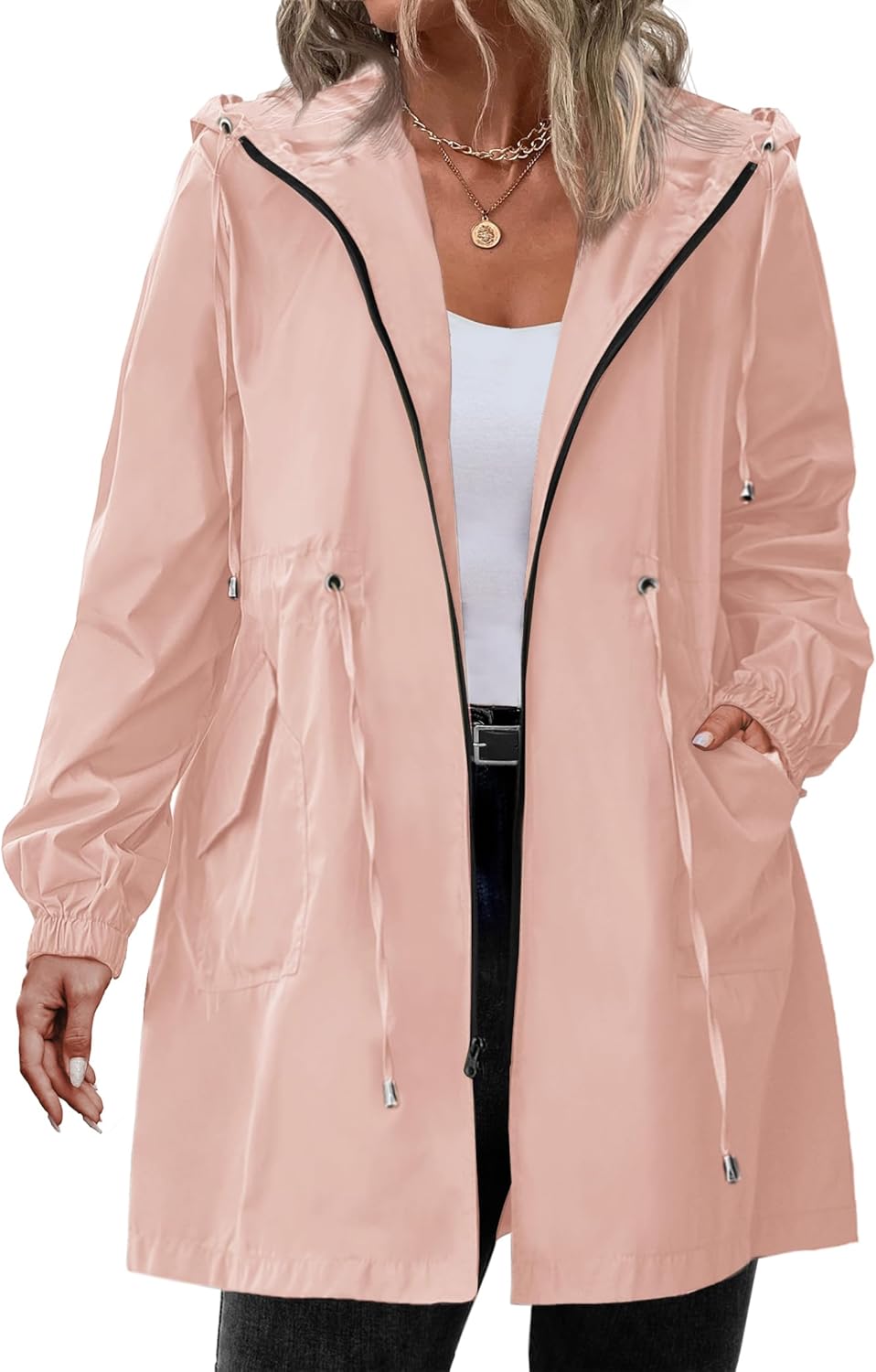 IN'VOLAND Women's Plus Size Rain Jacket Lightweight Waterproof Coat