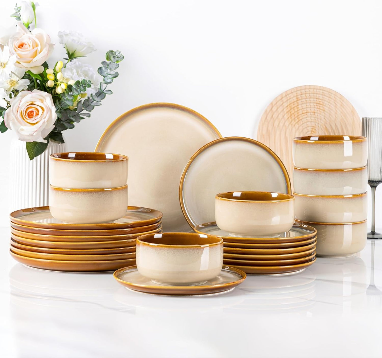 LERATIO Ceramic Dinnerware Sets for 8, Stylish and Durable