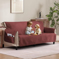 Soft Quilted Couch Cover with Pockets for X-Large Sofa 78 in - Red